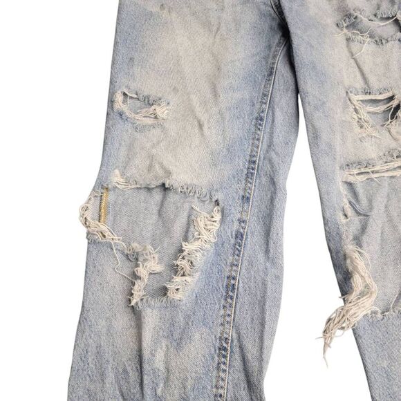 Pacsun 90's Boyfriend Rip Torn Very Distressed Denim High Rise Blue Jeans - Picture 6 of 12